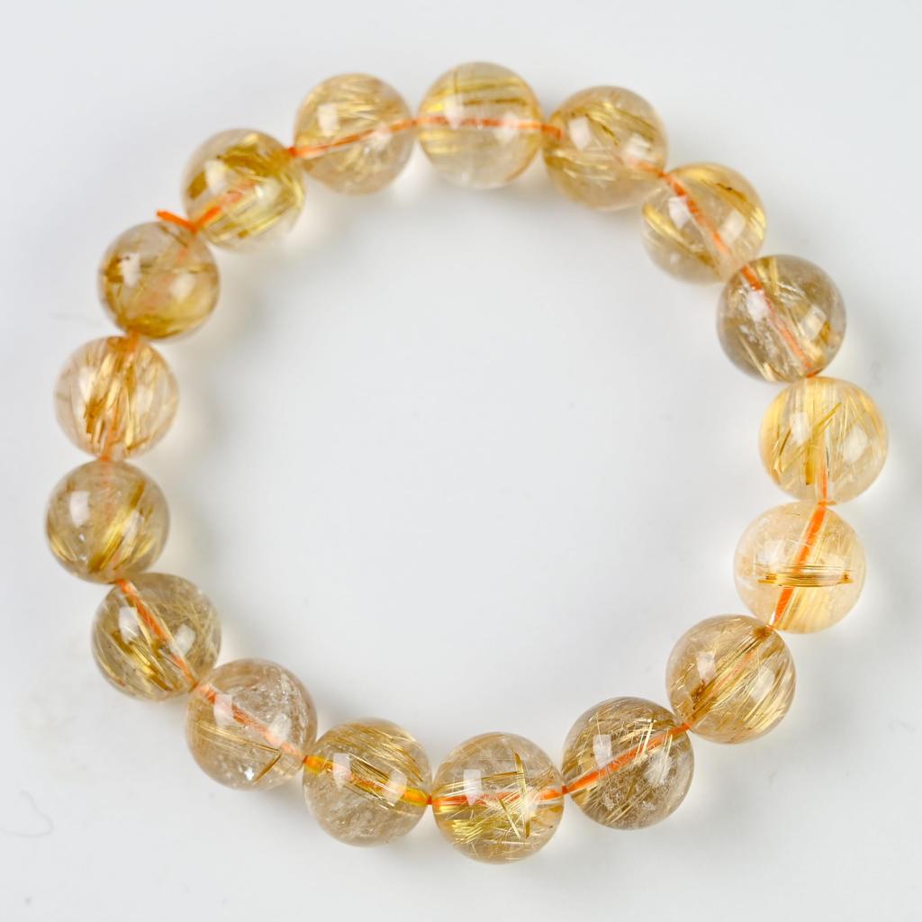 Ювелирный город Сёсэнкё Рутиловый кварц 17 см Внутренний камень силы для удачи и работы [Эйгадо] Браслет, Бусины 12,5 мм, Диаметр, Удача, Деньги,