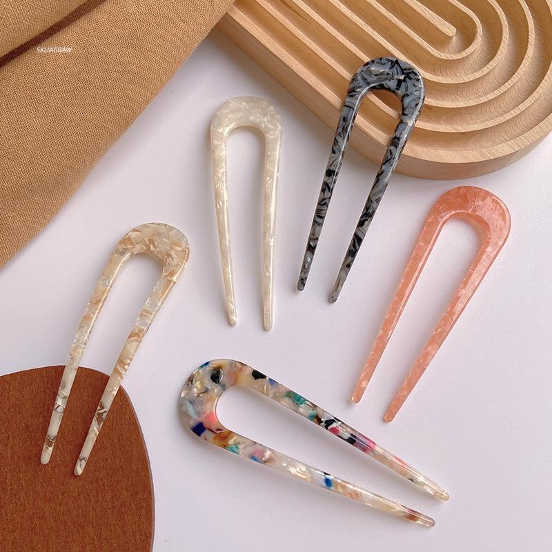 2 шт./лот Корейские палочки для волос Женская заколка для волос Элегантные красочные ацетатные палочки для волос с леопардовой текстурой Заколка для волос для девочек Аксессуары для волос