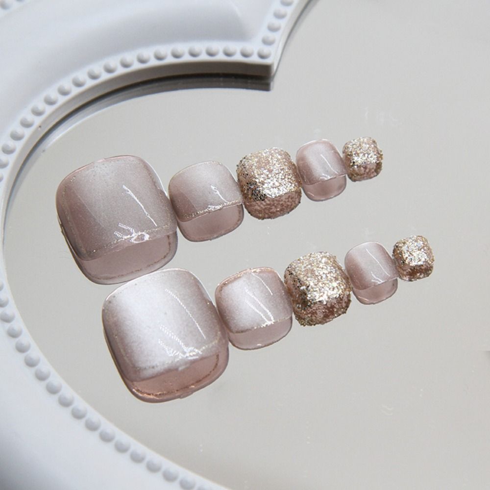 Простые накладные ногти на ногах, короткие квадратные ногти, кончики ногтей, ногти для женщин и девочек