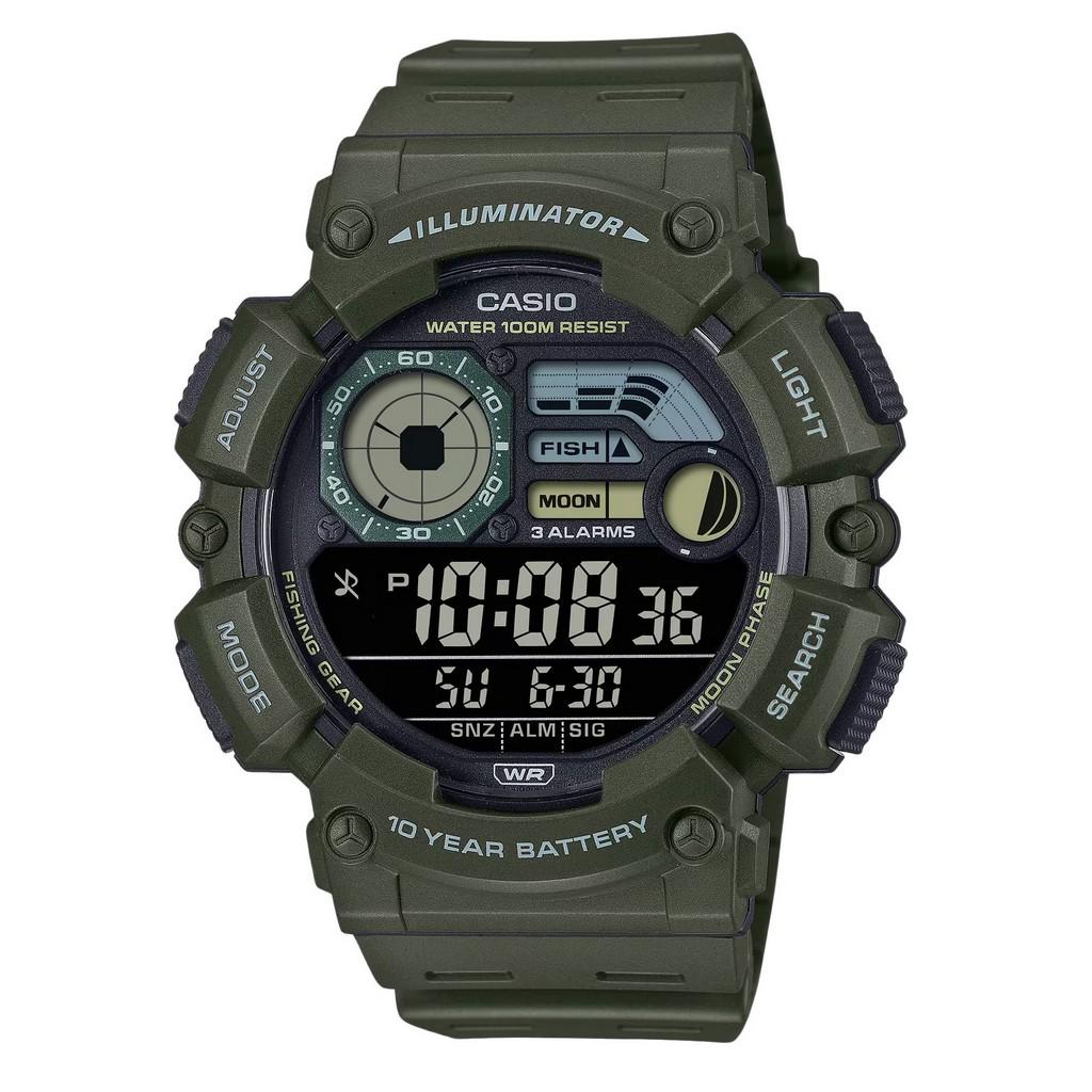 Casio Цифровые кварцевые часы с полимерным ремешком WS-1500H-3BV 100M Мужские часы