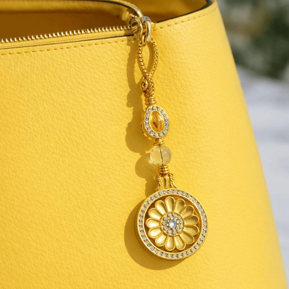 Metal Sunflower Keychain Rotatable Zodiac Key Ring Backpack Pendant New Year Pendant  Car Keychain
