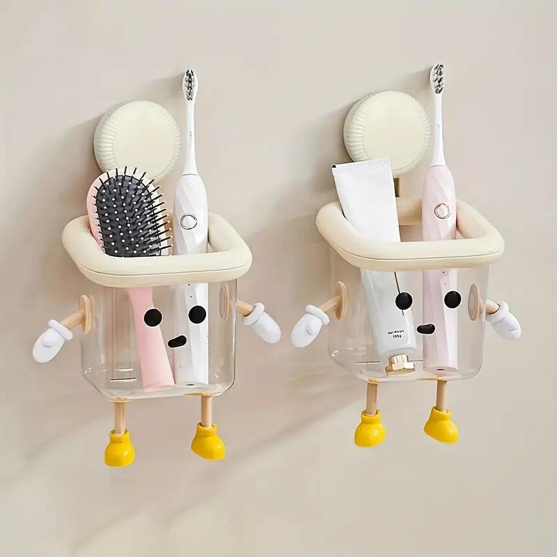 1PCS Cartoon Bathroom Punch-free Suction Cup Hook Rack Face Towel Storage Box Wall-mounted Wash Basin Cosmetic Storage Box Storage Basket