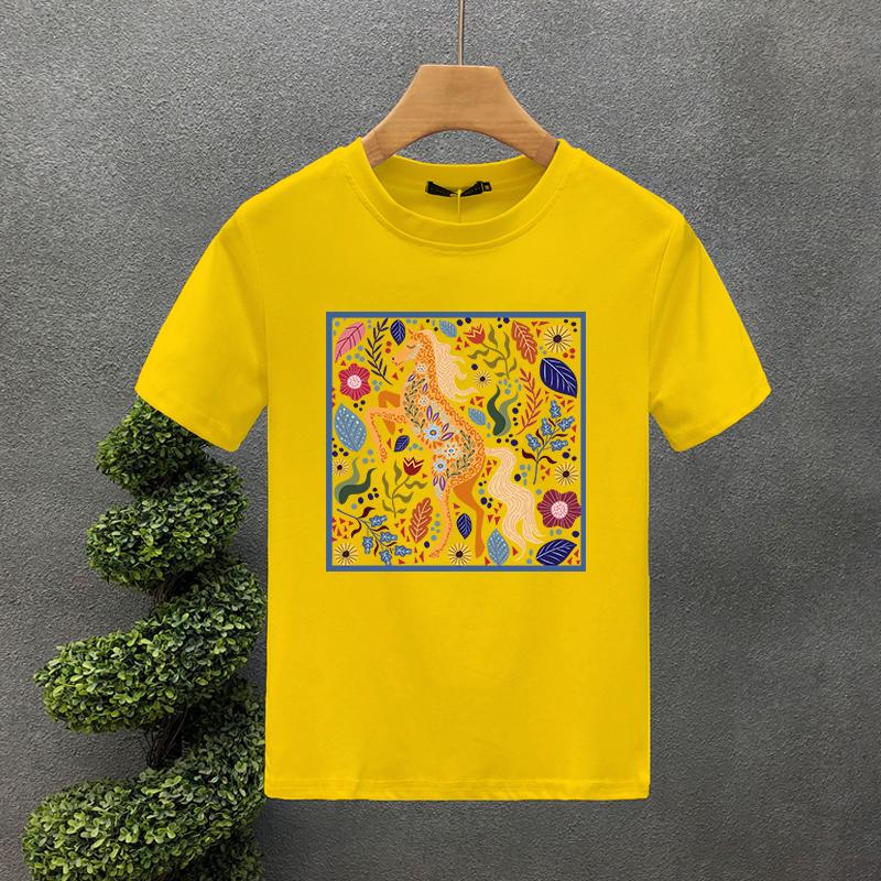 Horses and Flowers Print T Shirts For Man Funny Creative Aesthetic Tops Hip-hop Fashion Hipster Streetwear Summer Short Sleeves