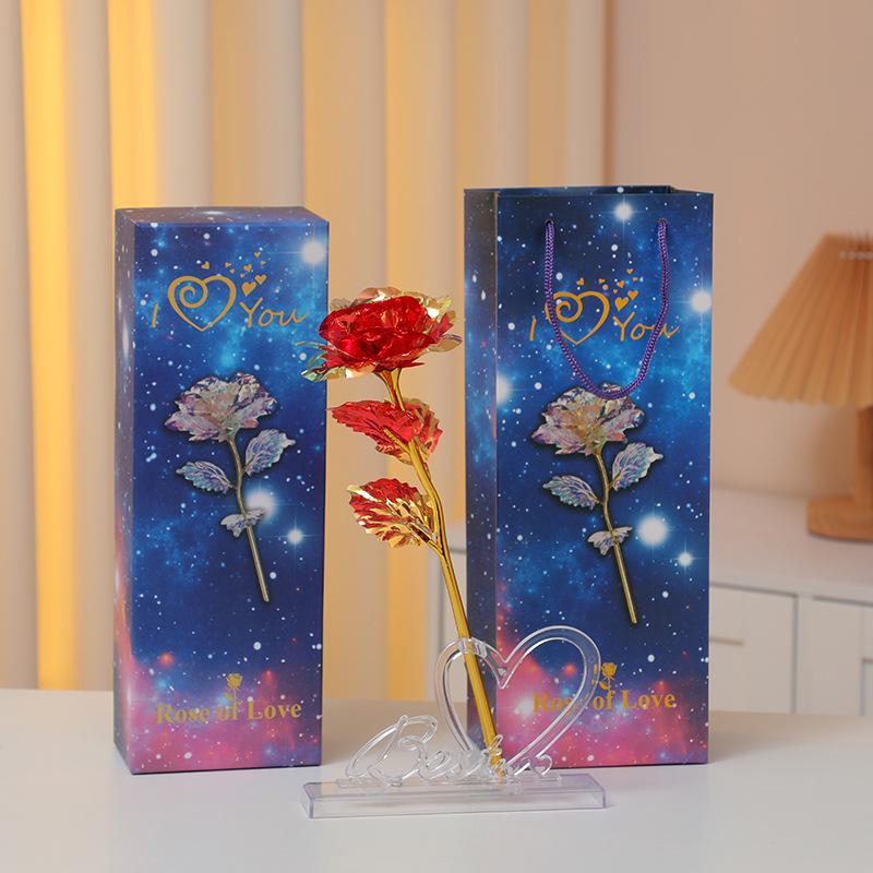 Роза из 24-каратной золотой фольги Светящийся букет: Сохраненные искусственные цветы на День святого Валентина, День матери и дни рождения