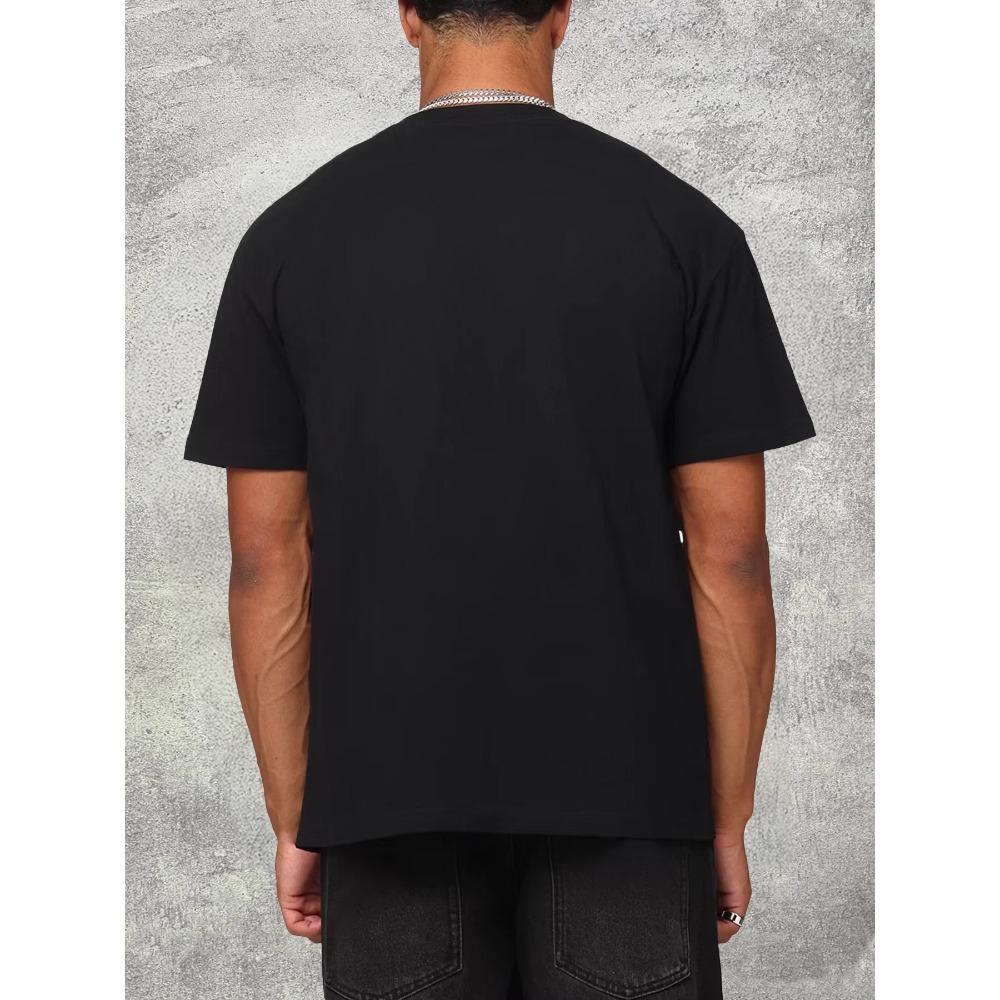 Мужская черная футболка с круглым вырезом, короткими рукавами, 200 г хлопка, с персонализированной термопечатью в виде маски