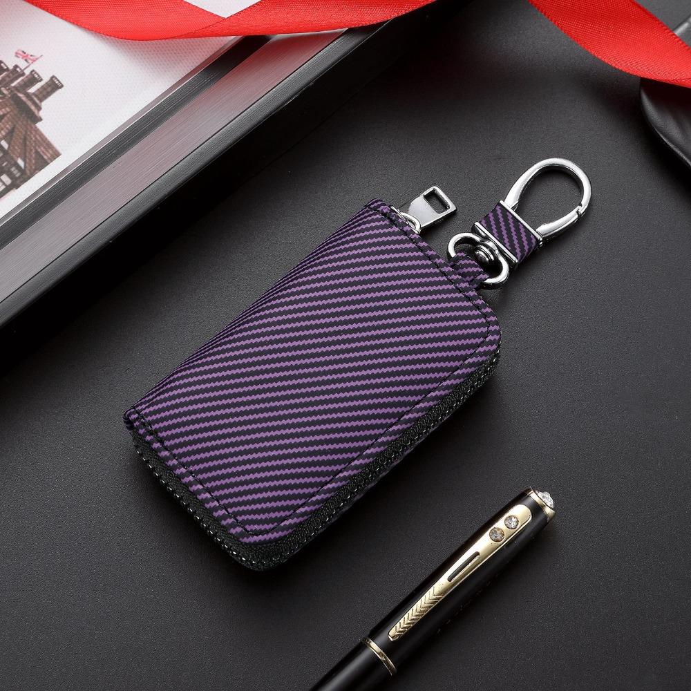 Twill PU Leather Mini Car Key Bag With Keyring Zipper Key Case Fashion Car Key Cover Men