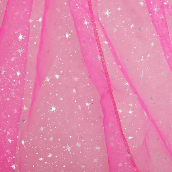 Women Tulle Hooded Cape with Long Train Sparkling Long Sheer Elf Cloak Gothic Witch Robe Costume for Wedding Bride Halloween Cosplay