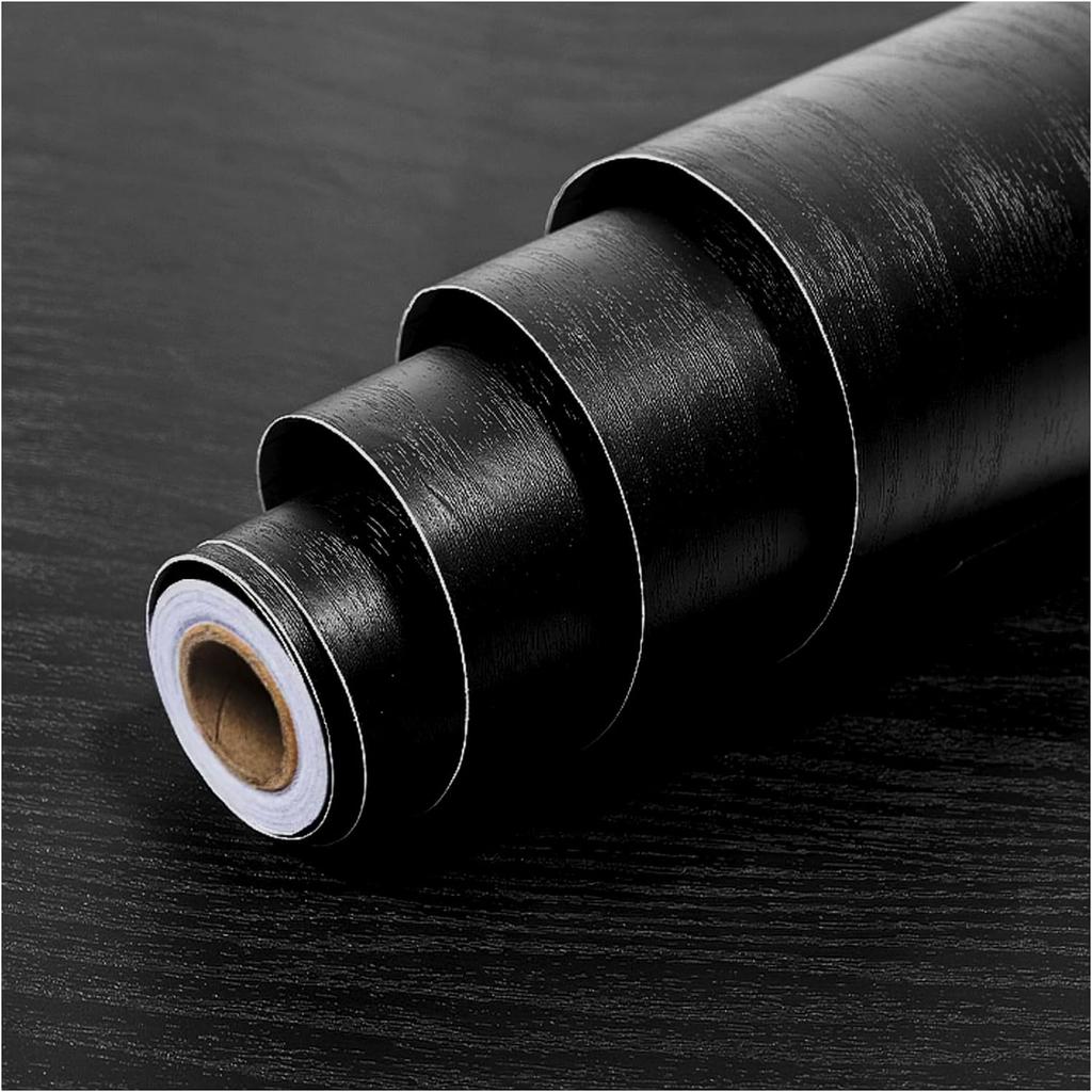 Black Wood Grain Wallpaper Peel And Stick Contact Paper Removable Vinyl Self Adhesive Wallpaper Decorative For Countertops