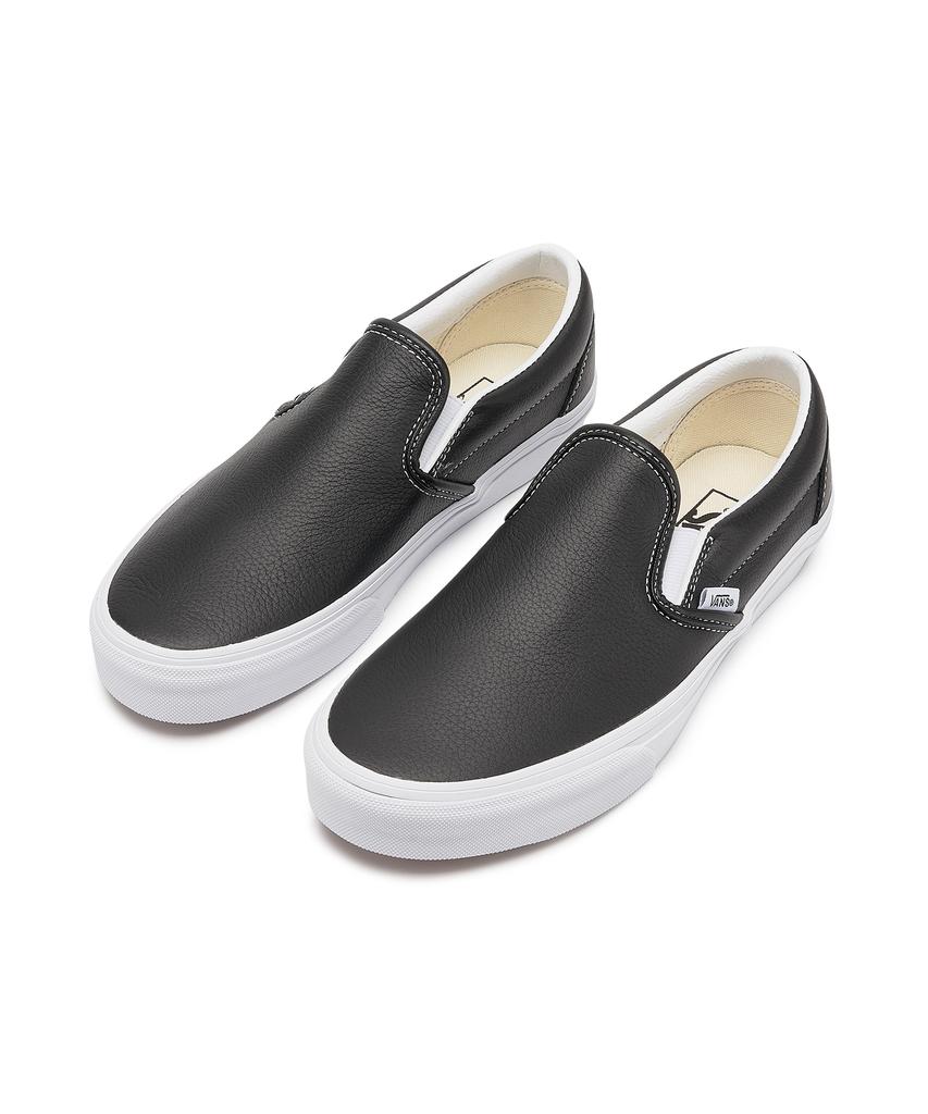 Классические слипоны Vans - (Натуральная кожа) черный:True White / Vn000Ct5Bpb1