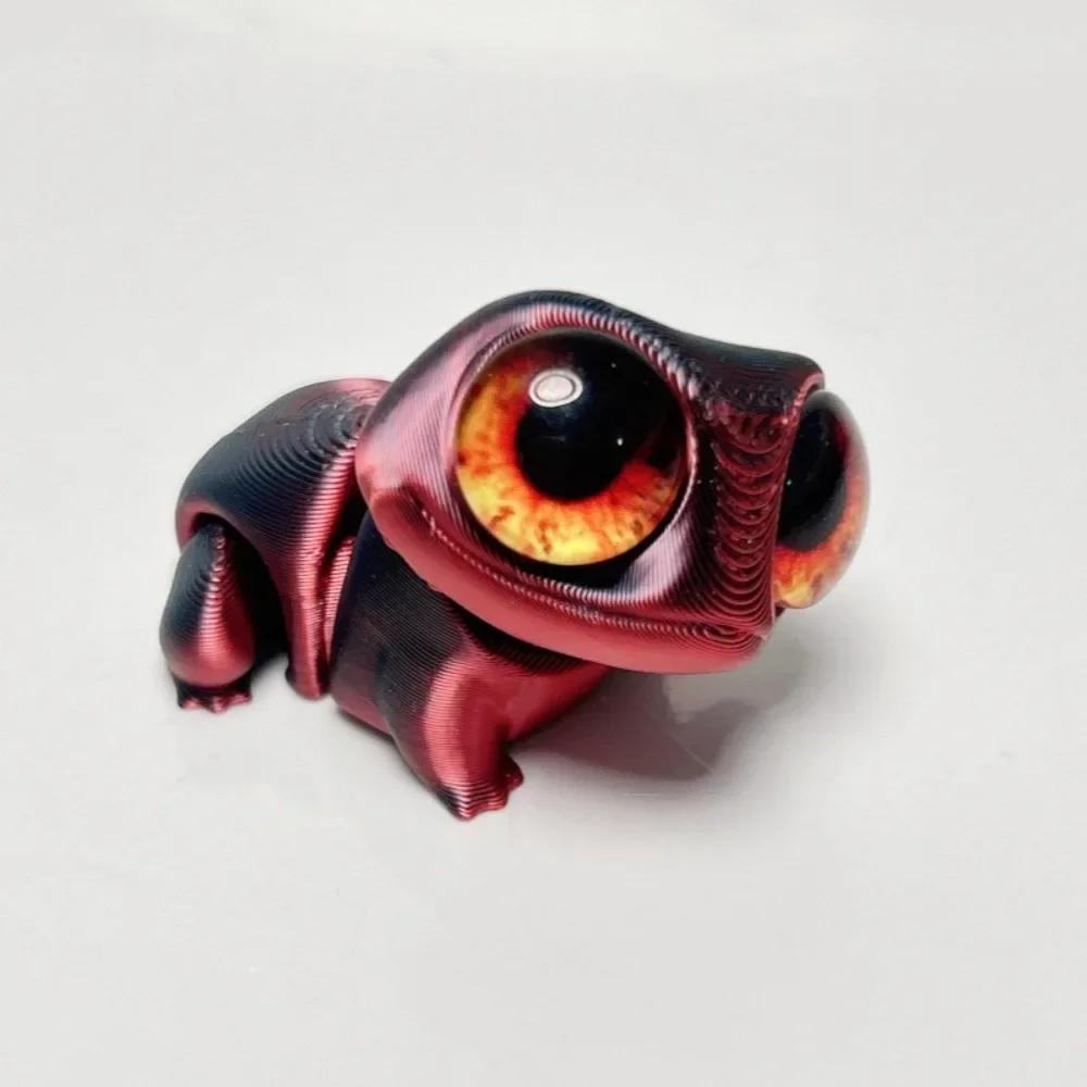 3D Printed Cute Frog Model, Big-Eyed Frog Ornament With Movable Joints And Realistic Eyes, Home Decoration Mini Frog Toy Gift