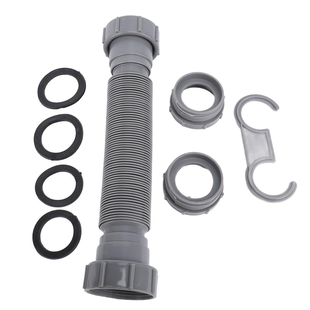 Expandable Flexible P Trap Pipe Kit Single Kitchen Sink Drainage Solution with Adapter Seal Circle