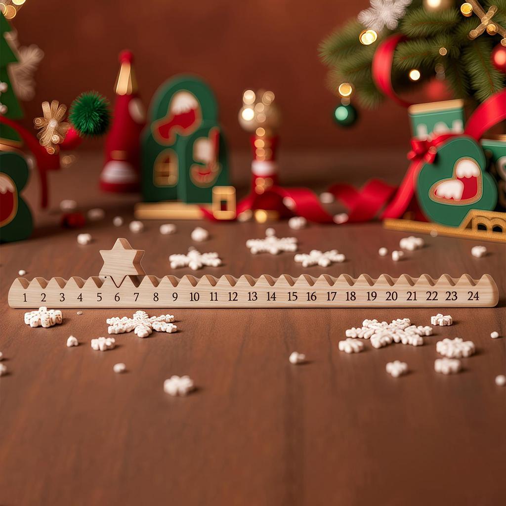 Рождественский деревянный календарь обратного отсчета со звездами 24 дня Деревянный адвент-календарь для дома и семьи Рождественский подарок Рождественский декор