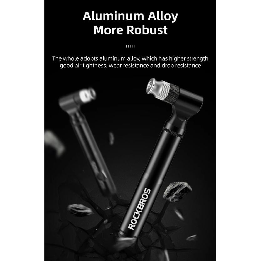 ROCKBROS Bike Pump130PSI Air Pump Aluminum Alloy Portable Drop-proof Bike Ultralight Hand Pump MTB Mountain Bicycle Pump