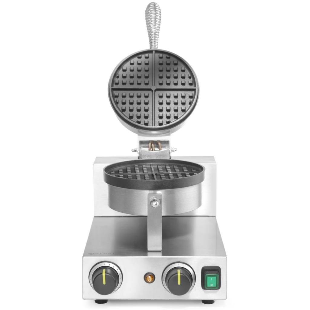 Single Round Waffle Maker for Belgian Waffles, Teflon, Diameter 190 - Hendi 212172