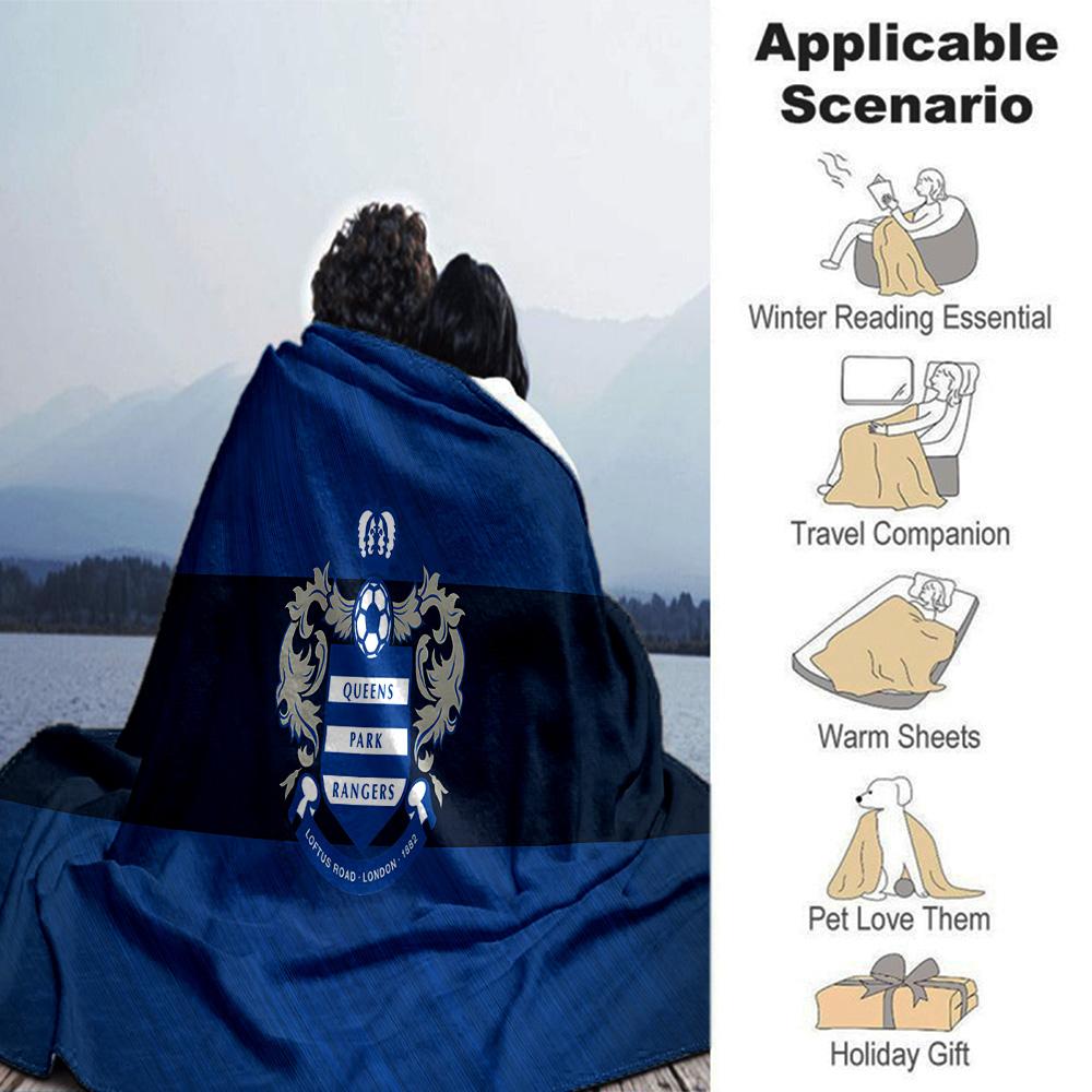 Queens Rangers Football Flannel Blanket, Soft Polyester, Modern Design, All-Season for Camping, Travel, Gifts for holidays or birthdays