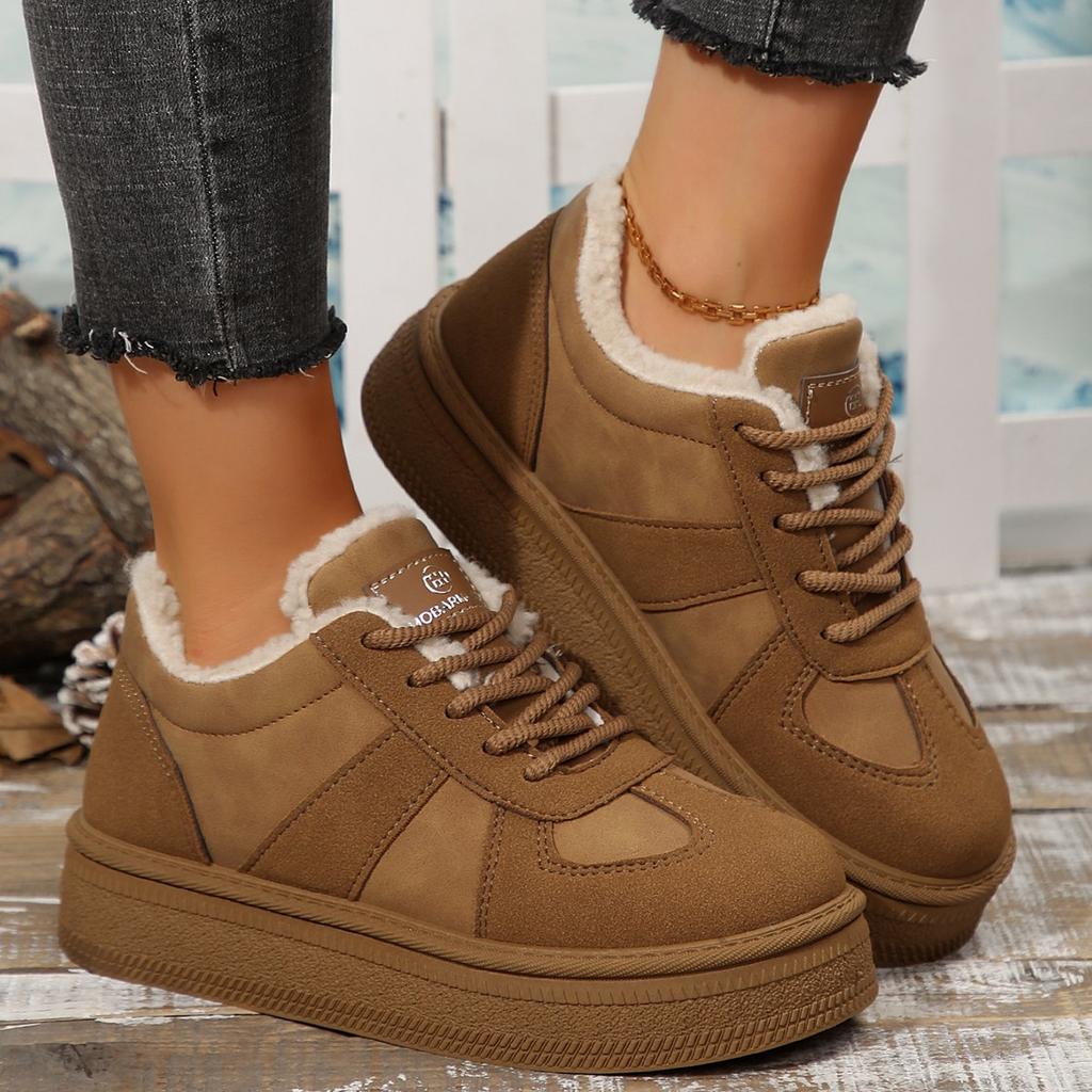 Осенне-зимние теплые кроссовки на платформе женские повседневные на шнуровке нескользящие хлопковые утепленные туфли женские 2025 замшевые ботильоны мухер