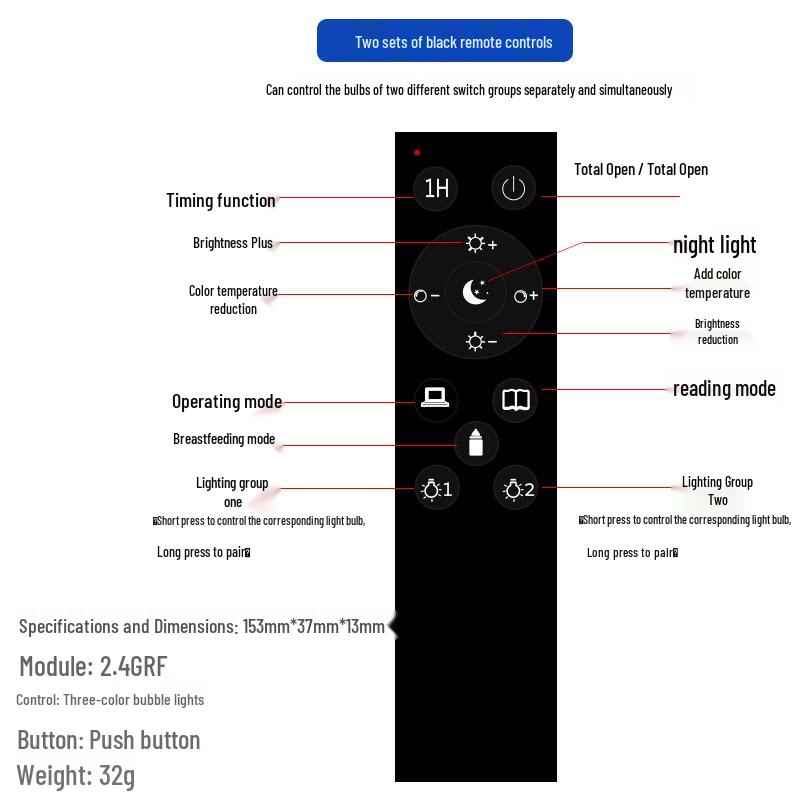 Светодиодная лампа с дистанционным управлением 2,4G, широкий диапазон напряжения, три цветовые температуры, бесступенчатое затемнение, цоколь E26