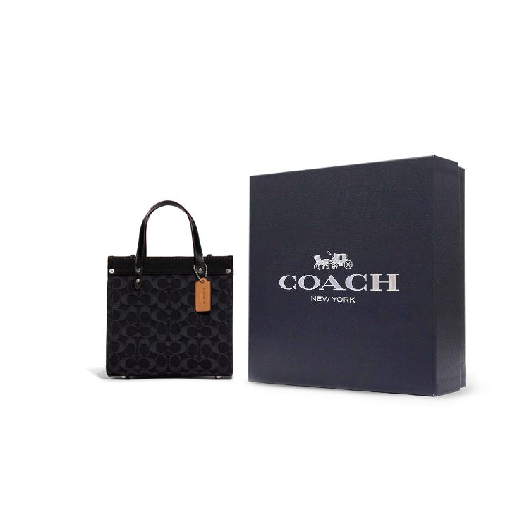 Coach Field 22 Classic Monogram Jacquard Buckle Closure Tote Bag Women tote Black CG091-LHDRJ