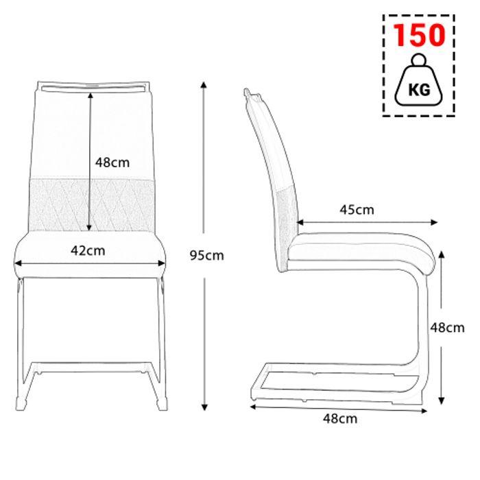 Chaise de salle à manger - MUVOE - Lot de 2 - Dossier en cuir PU et lin - Design moderne - Confort ergonomique