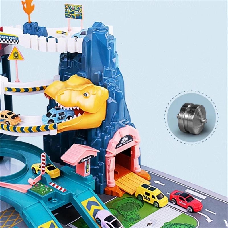 Динозавр Железнодорожный Трек Автомобиль Игрушка Дино Приключения Изогнутый Дорожный Трек Электрический Рельсовый Транспорт Дети Мальчики Интерактивные Игры Подарки На День Рождения