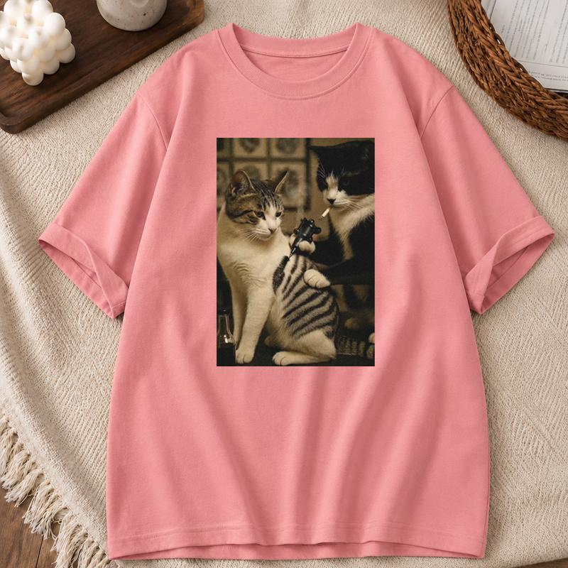 Cat Meme Printed Unisex Unisex T Shirt Casual Short Sleeve Graphic Streetwear Tee Top Cat Lover Y2k Summer Tshirt Clothes