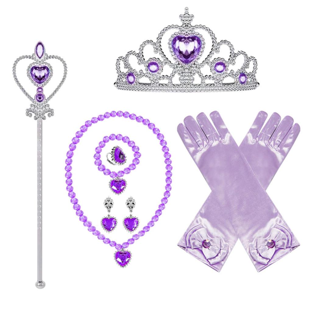 ChicFlow 8-Piece Princess Gown Set for Girls, Role-Play Costumes, Frozen Dress, Sofia, Rapunzel Dress, Halloween Performance Dress, Long Dress