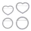 2pcs Elegant Brooch Shimmering Badge Round and Heart Shaped Lapel Pin for Party Sparkling Rhinestone Breastpin Jewelry