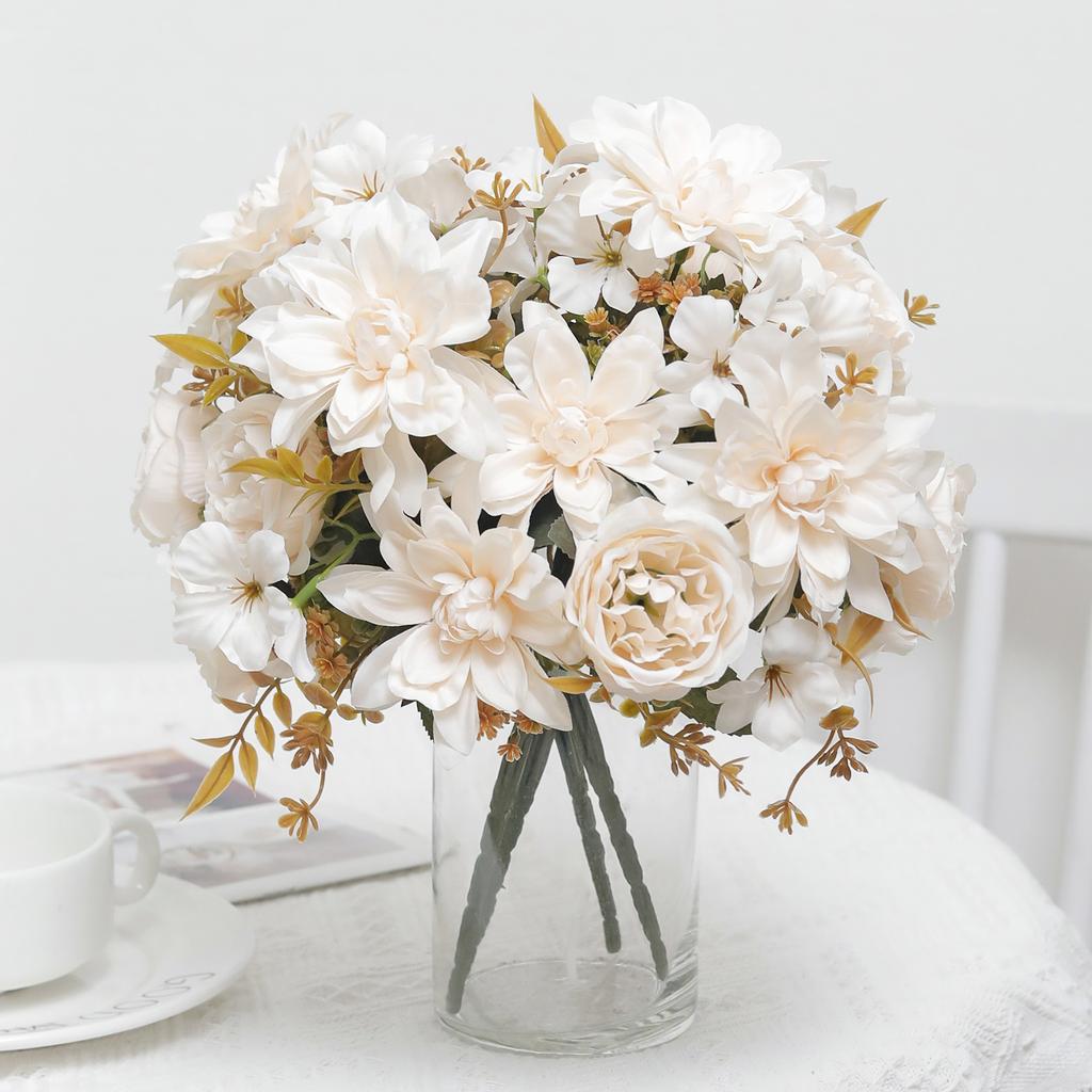 Peony Silk Artificial Flowers High Quality Home Living Room Wedding Bride Bouquet Party DIY Gift Dahlia Fake Flower Decoration