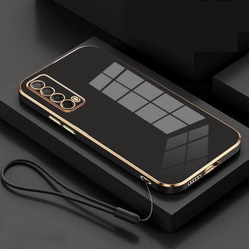 Для Huawei Y7A Чехол Роскошный Квадратный Гальванизированный Huawei P Smart 2021 Чехол для Телефона Ударопрочный Силиконовый Чехол на Заднюю Панель Fundas