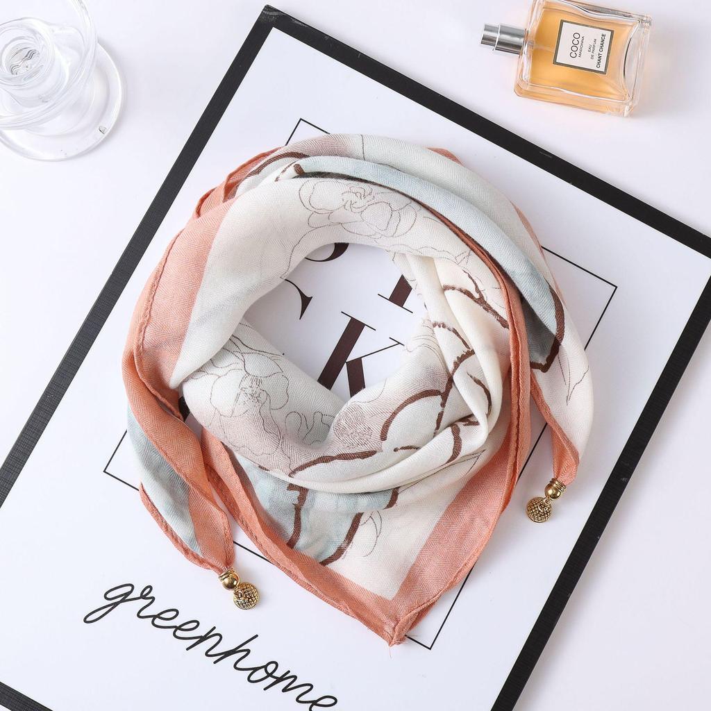 Осенне-зимний шелковый шарф в западном стиле с корейским акцентом в виде магнитного золотого шарика