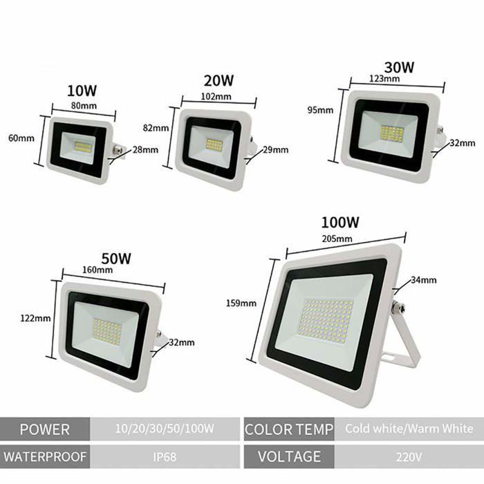 Projecteur extérieur - Eocoyar - 10W - Étanche IP68 - Lumière blanche et chaude - Économie d'énergie