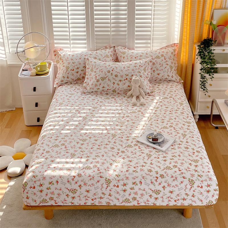 Комплект простыней на резинке с цветочным узором синего и белого цветов, комплект постельного белья из хлопка, приятное для кожи нескользящее покрывало с наволочками