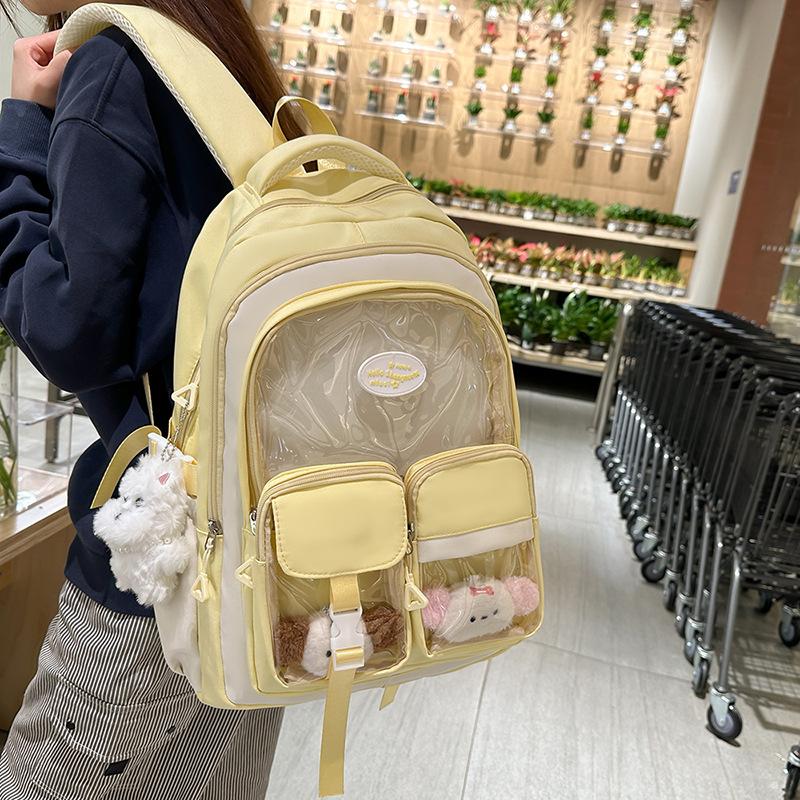 Cute Pain Bag ins Wind School Bag Female Junior High School Student Japanese Large Capacity Transparent Backpack Versatile Student Backpack Tide
