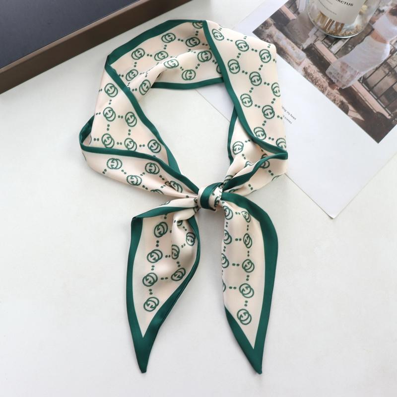 Новый женский маленький шелковый шарф с клетчатым принтом, ленты для ручки сумки, женские головные платки, острый угол для женщин, 100*9 см