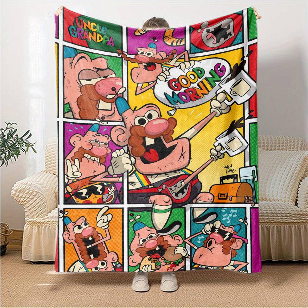Uncle Grandpa Print Flannel Blanket High Quality Warm Comfortable Cover for All Seasons Perfect for Gifts Home Decor