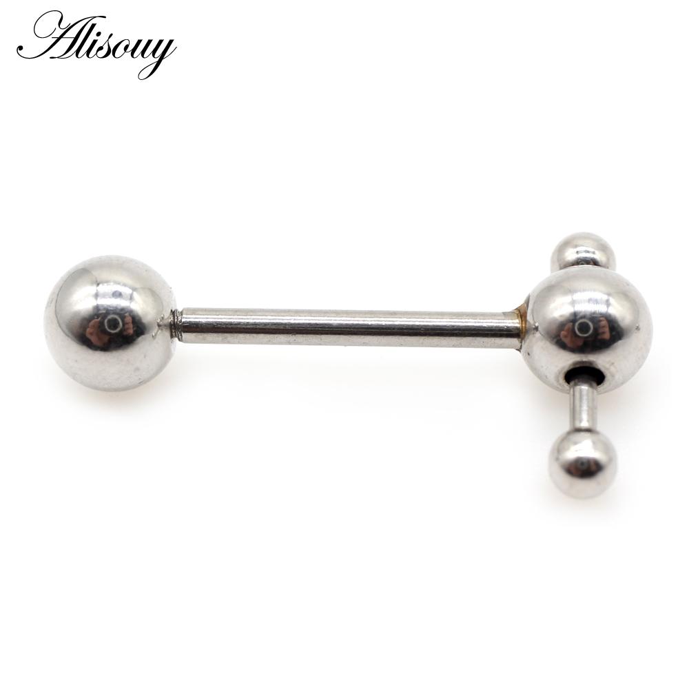Alisouy 1 шт. скользящий конусный шар из нержавеющей стали штанга для пирсинга языка нить унисекс 14 г губные кольца для губ ювелирные изделия для тела