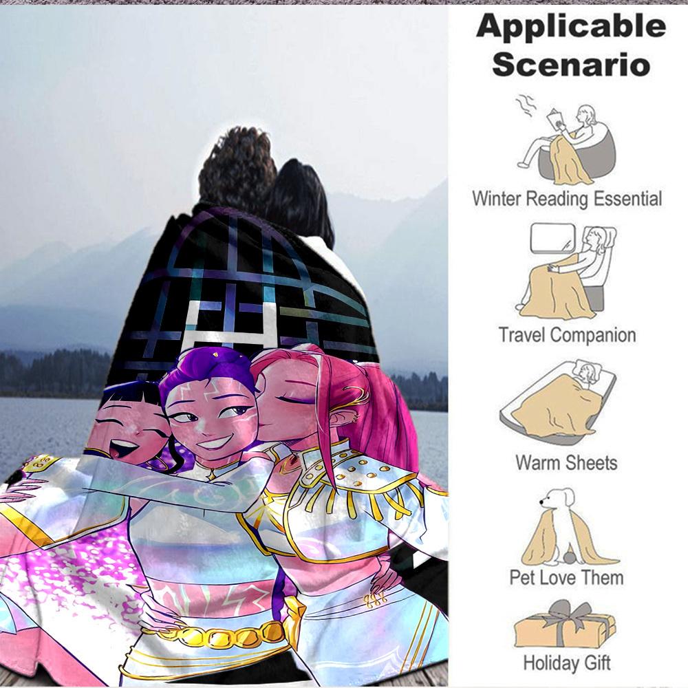 1pc Huntrix, K Pop Blanket Lightweight Flannel Blanket Throw Blanket For Sofa, Bed, Travel, Camping, Livingroom, Office, Couch