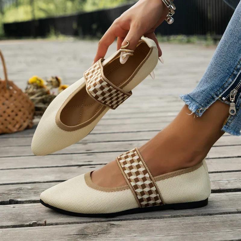 2024 Summer Elegant Women's Ballet Flats Mesh Casual Shoes Woman New Shallow Sneakers Comfortable Pointed Toe Flat Shoes Women