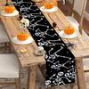1pc Black Halloween Table Runner Skeleton Dance Print Table Runner Waterproof Durable Tablecloth for Halloween Party Decoration