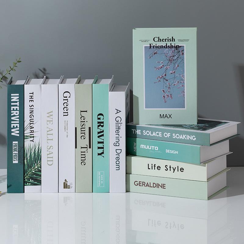 Зеленый декоративный фальшивый книга для гостиной, ТВ-тумбы, витрины