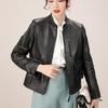 Genuine Leather Jacket Women's New Style Small Stand Collar Motorcycle Sheep Full Vegetable Tanned Leather Jacket Temperament Versatile