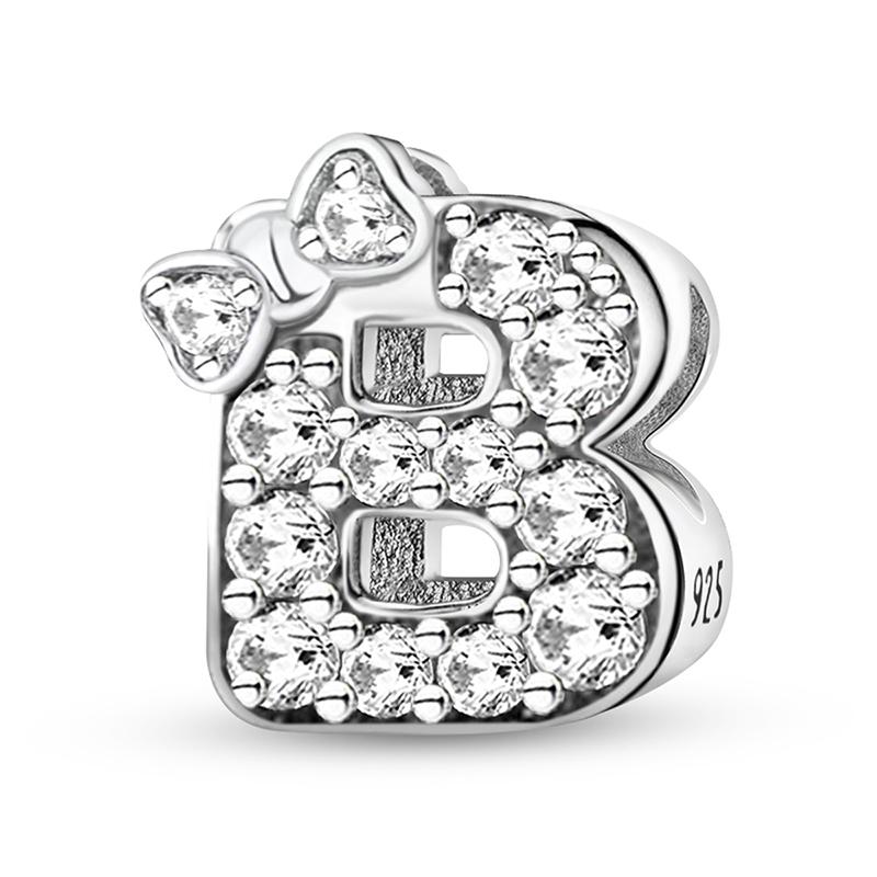 Медные Шармы-Бусины Серии Писем с Узлом-Бабочкой и Цирконами, Подходят для Оригинального Браслета Пандора, Браслета-Бенгла, DIY Ювелирные Изделия для Женщин, Подарок