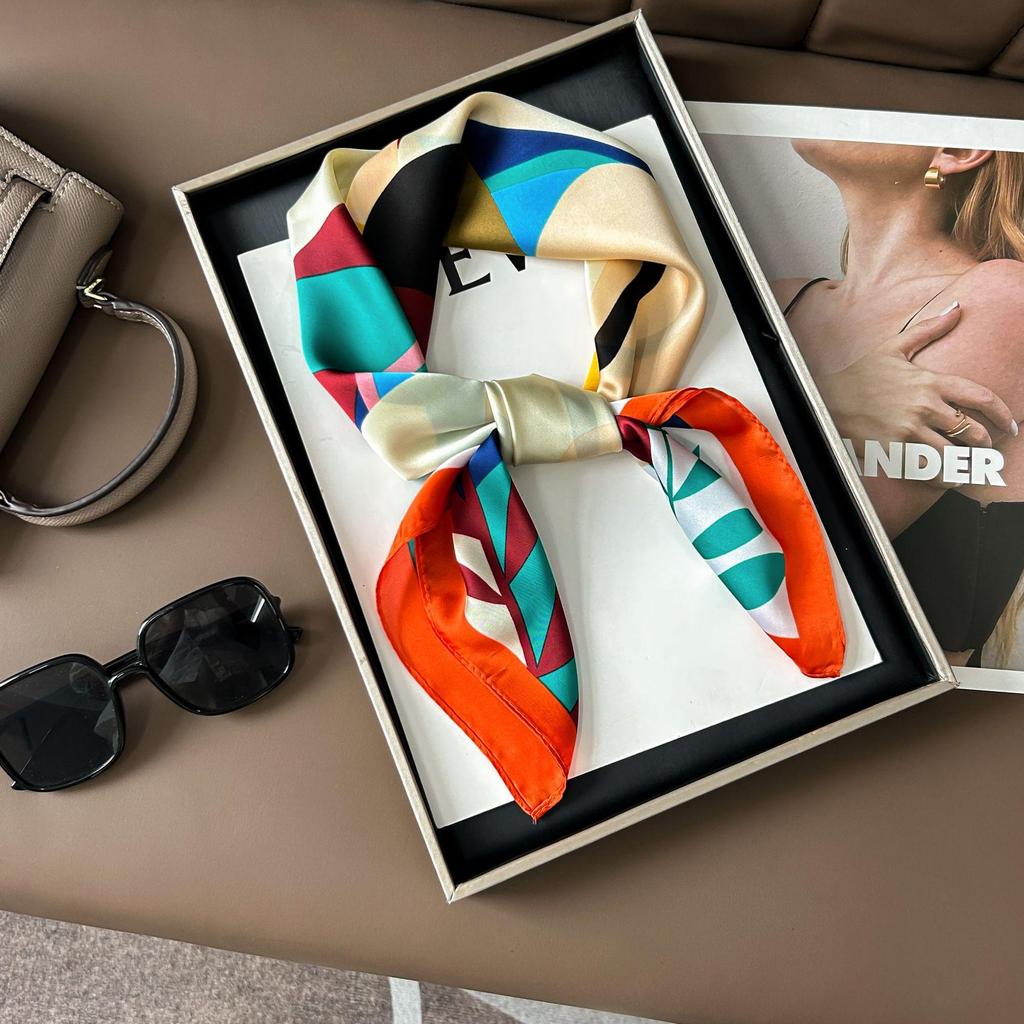 Шелковый шарф премиум-класса с принтом в корейском стиле - Универсальный модный аксессуар