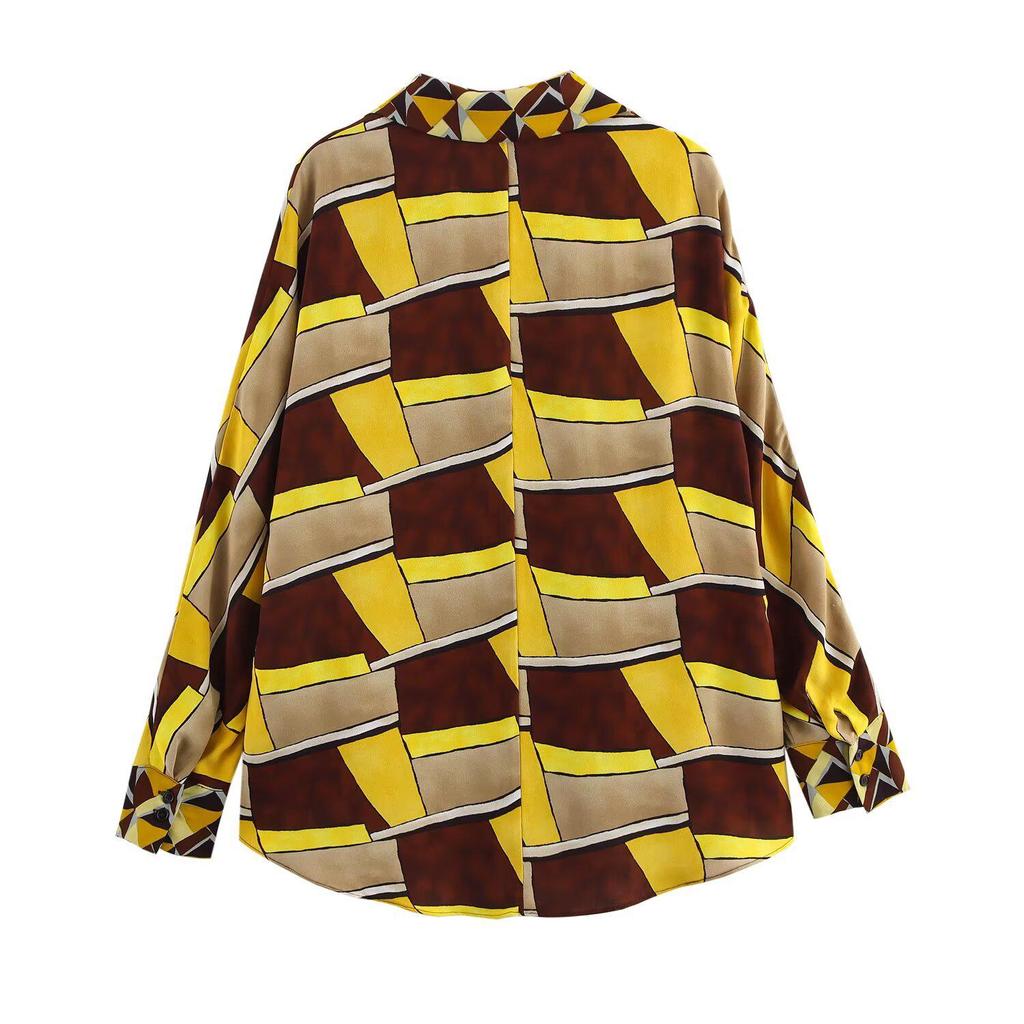 Весна 2025 Женский европейский и американский уличный стиль Принт Рубашка + Брюки Комплект