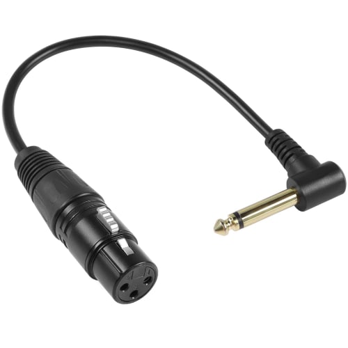 QIANRENON 90 Angle TS 6.35mm To XLR Unbalanced Microphone Cable, XLR Female To 1/4" 6.35mm TS Right Angle Mono Audio Extension Cable for Mixer Amplif