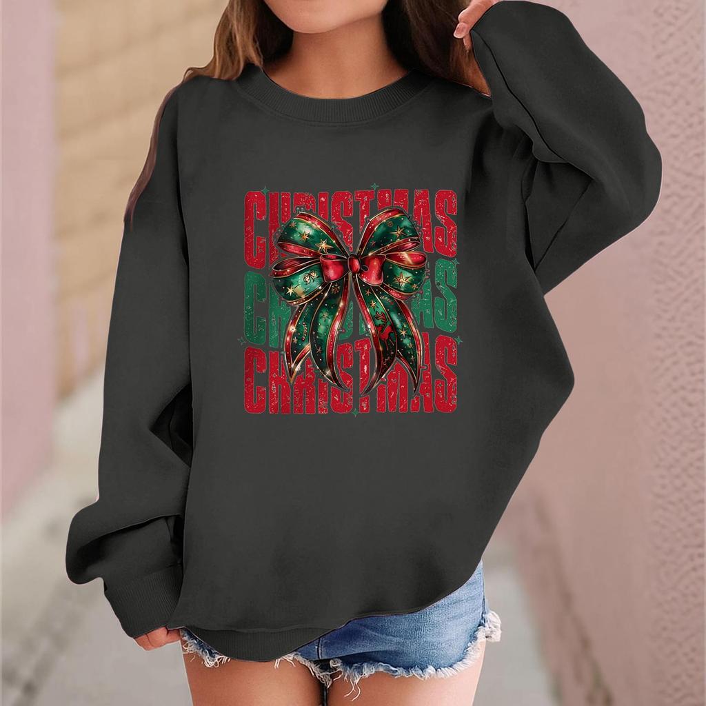 Children's Fashionable Casual Long-sleeved Loose Christmas Print Pullover Sweatshirt