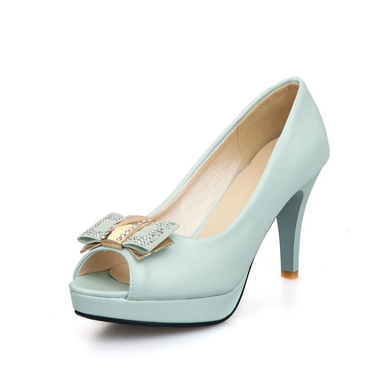 2019 New Fashion Fish Mouth Color Bow Rhinestone Korean Version Stiletto Elegant Women's Sandals Banquet