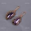 Аметистовый Камень Крючок Бохо Подвески Серьги Электроформованные Медь V-111
