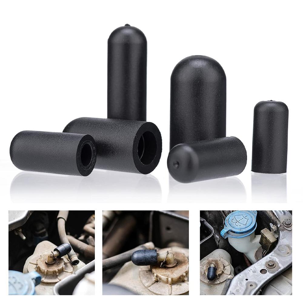 Rubber Vacuum Cap Assortment Kit 6 Sizes Set Black for Carburetor Manifold Leak Vacuum Dust Cover