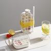 Portable Ice Cube Mold Tray Ice Making Box with Straw Cup Press Easy Ice Release Ice Cube Maker Bottle for Freezer